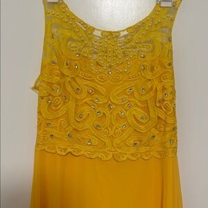 Yellow Embellished Sleeveless Dress